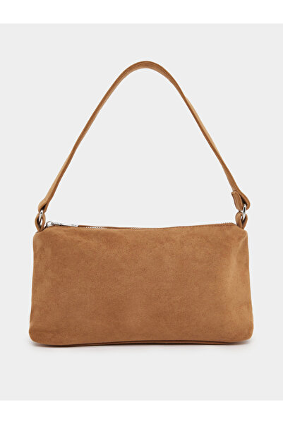 Styli Plain Baguette Bag with Zip Closure