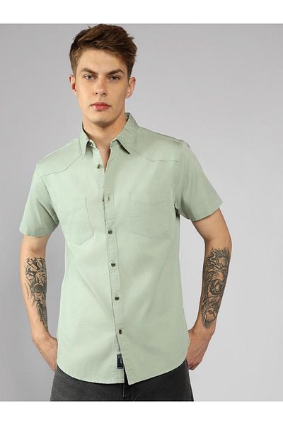 Dennis Lingo By Styli Solid Regular Fit Spread Collar Shirt
