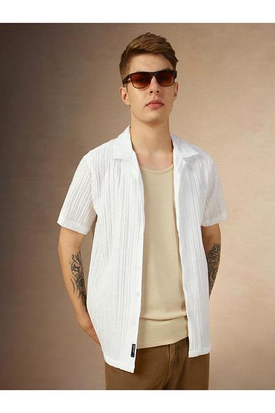 Dennis Lingo By Styli Textured Regular Fit Spread Collar Shirt
