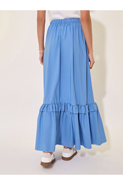 Take Two By Styli Solid Ruffled Hem A-Line Maxi Skirt