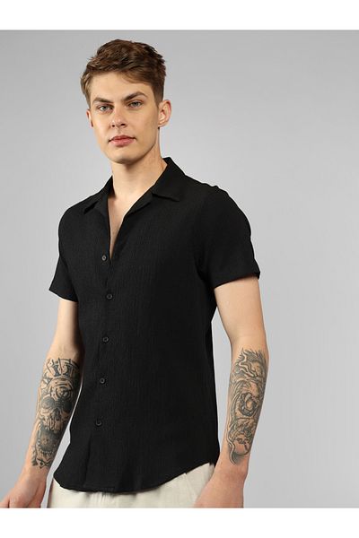 Dennis Lingo By Styli Solid Relaxed Fit Spread Collar Shirt