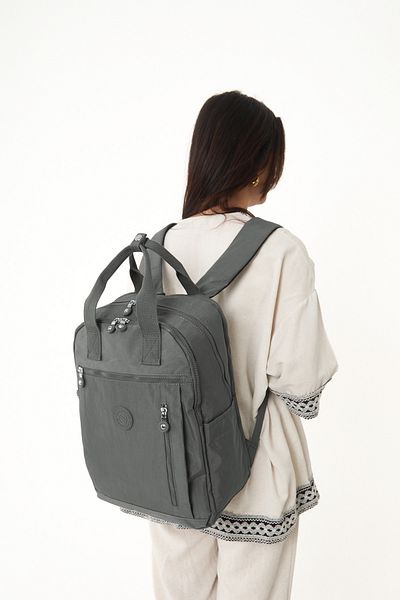 YOGII Müga Model Unisex Αδιάβροχο τσαλακωμένο ύφασμα πολλαπλών τμημάτων Μαύρο σχολείο και σακίδιο πλάτης