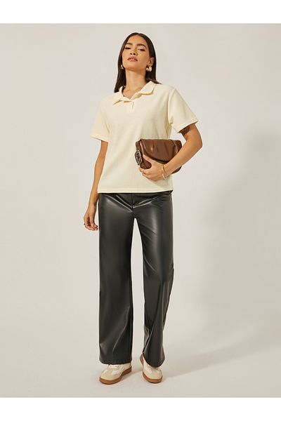 Styli Waffle Knit Regular Fit Polo T-Shirt