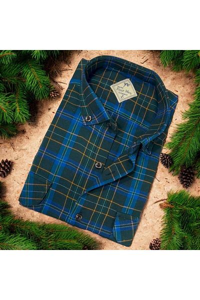 GÖMLEK GALERİSİ Men's Classic Relaxed Fit Plaid Double Pocket Wool Shirt