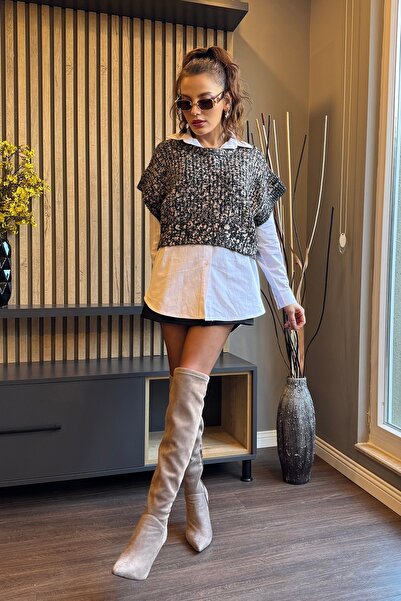 MODA Gi&Di's Collection Gd007 Patterned Sweater and Shirt Set