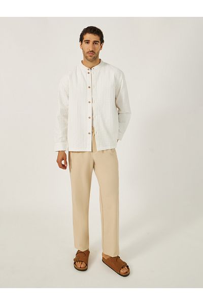 Styli Textured Relaxed Fit Mandarin Collar Shirt