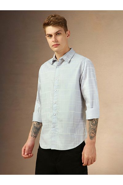 Dennis Lingo By Styli Printed Regular Fit Spread Collar Curved Hem Shirt