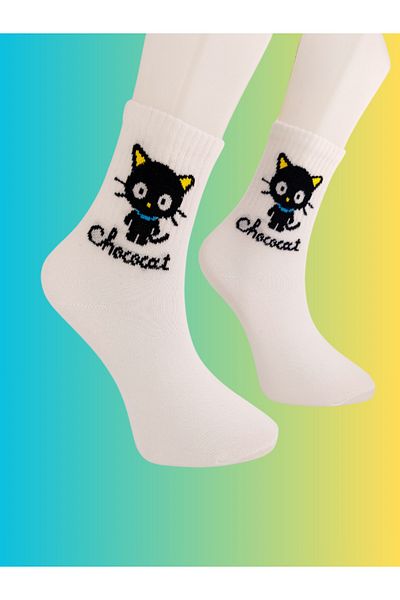 Shuttle Park Unisex Special Series Patterned Cartoon Multiplies - Stylish, Comfortable White College Socks