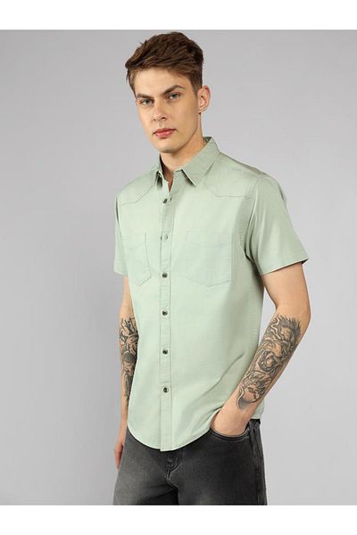 Dennis Lingo By Styli Solid Regular Fit Spread Collar Shirt