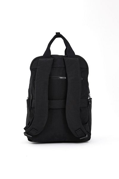 YOGII Müga Model Unisex Αδιάβροχο τσαλακωμένο ύφασμα πολλαπλών τμημάτων Μαύρο σχολείο και σακίδιο πλάτης