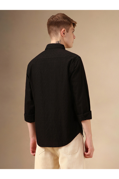 Dennis Lingo By Styli Solid Relaxed Fit Spread Collar Shirt