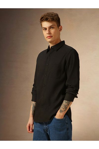 Dennis Lingo By Styli Solid Regular Fit Spread Collar Shirt