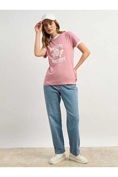 Styli Floral Graphic Print Regular Fit Round Neck T-Shirt