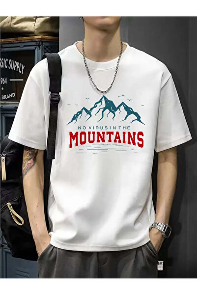 HOFFNUNG Unisex No Virus in the Mountains cu imprimeu guler rotund supradimen...