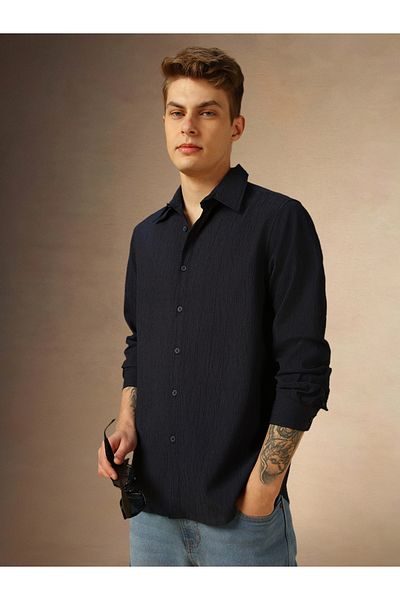 Dennis Lingo By Styli Solid Regular Fit Spread Collar Shirt