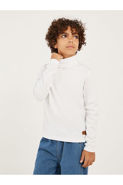 Styli Solid High-Neck T-Shirt with Patch Detail