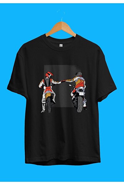 HOFFNUNG تي شيرت مطبوع عليه شعار الصداقة لراكبي الدراجات النارية والسائق كبير...