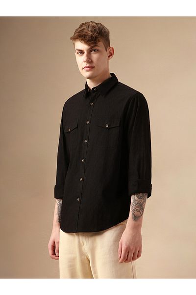 Dennis Lingo By Styli Solid Relaxed Fit Spread Collar Shirt