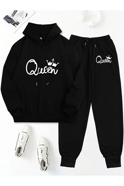 NEW TRENDY COLLECTİON Ежедневен комплект от две части за жени, суитшърт с дълъг ръкав и панталон с качулка