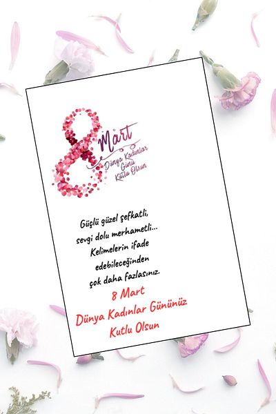 hediyegünü Women's Day Greeting Card - Women's Day Coffee Card - Keychain Card (50 Pcs)