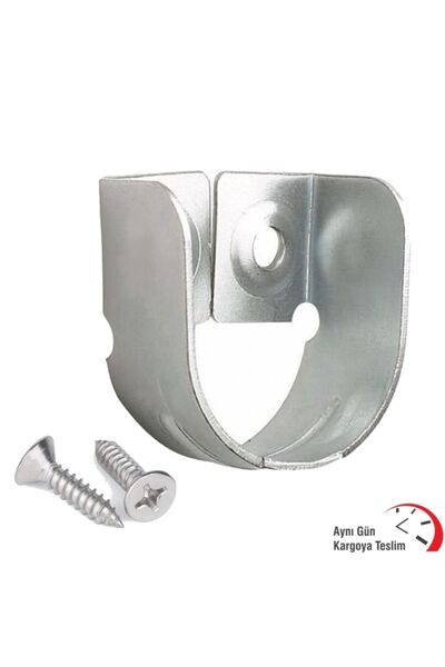 HTM Yapı Gardrop Dolap Içi Yuvarlak Askı Aparatı Flanş 2 Adet + 2 Adet Vida