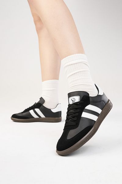 SOLDOY Pantofi sport casual pentru femei, negru, alb, cu talpă ortopedică