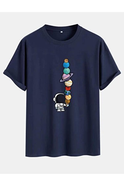 caddekombin Ανδρικό μπλουζάκι από βαμβακερό χτενισμένο βαμβάκι με λαιμόκοψη N...