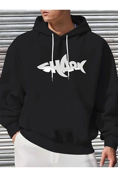 NEW TRENDY COLLECTİON Мъжки ежедневен суитшърт - принт на акула