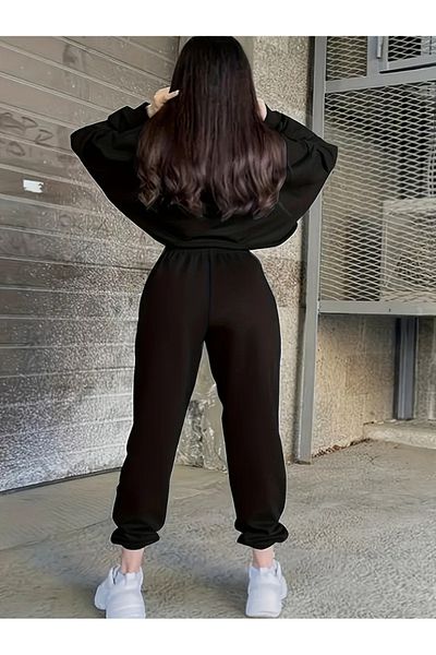 NEW TRENDY COLLECTİON Дамски комплект за отдих на открито, 2 части, суитшърт с дълъг ръкав и дълъг панталон