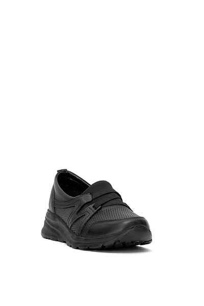 Ayakkabı Fuarı Elit ERLMAR048 Pantofi de damă din piele naturală ortopedică casual negri