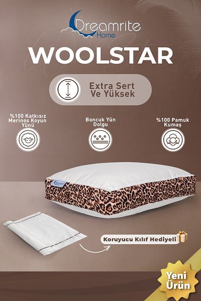 Dreamrite Home وسادة صوفية من خرز ميرينو صلبة للغاية وعالية من Woolstar
