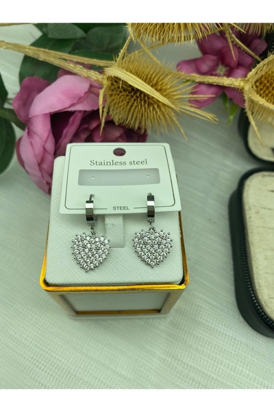stainless steell Sallantılı Kalp Çelik Küpe
