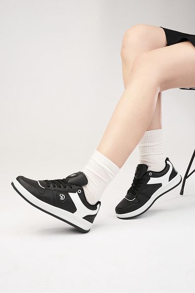 SOLDOY Women's Black and White Orthopedic Sole Casual Sports Shoes Sneaker