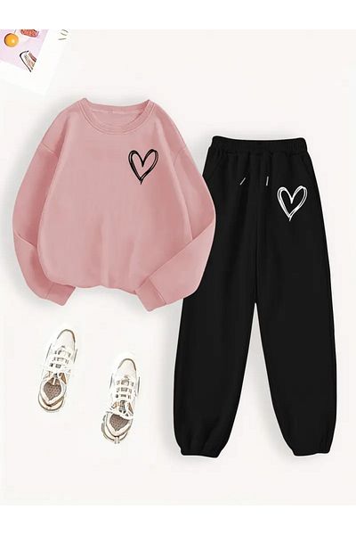NEW TRENDY COLLECTİON Γυναικείο Σετ φούτερ & Joggers Casual με γεωμετρική στάμπα