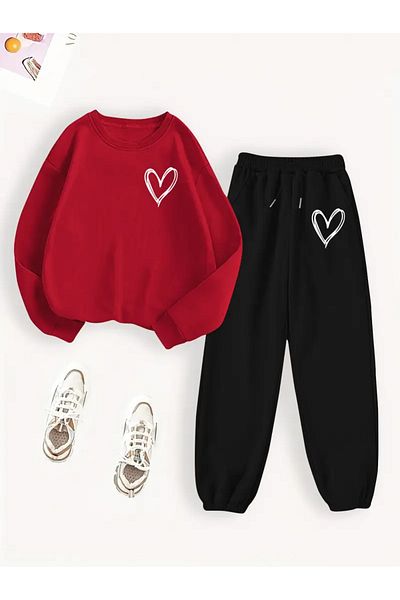 NEW TRENDY COLLECTİON Дамски комплект суитшърт и джогери с геометричен принт, ежедневен