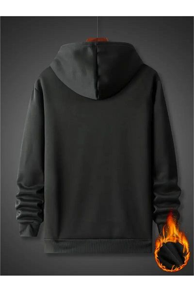 NEW TRENDY COLLECTİON Мъжка тениска с качулка, черна, улична, с принт на буквата „CK“, с принт „Кенгуру“