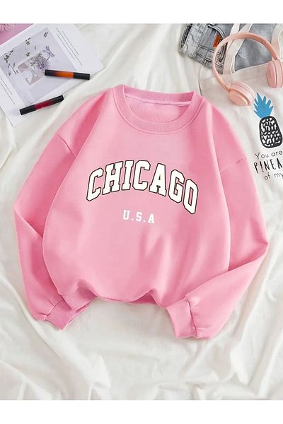 NEW TRENDY COLLECTİON Chicago U.S.A Letter Lettering για γυναίκες Κάλτσες με γράμματα φτώχειας με μανίκια Krew, 100%