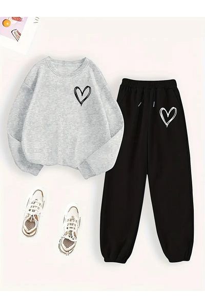 NEW TRENDY COLLECTİON Women's Casual Geometric Print Sweatshirt & Joggers Set