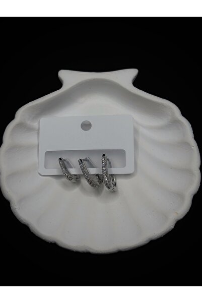 XUPING JEWELRY Zirkon Taşlı Gümüş Renkli Şık Halka Küpe