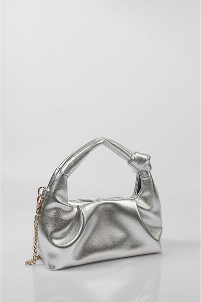 DENSİLA Women's Silver Mini Chain Hand and Shoulder Bag