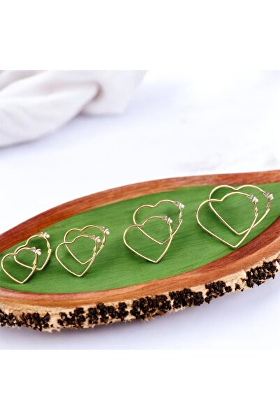 1PARÇAMAVİ Kalpli halka klipsli kadın küpesi - deliksiz