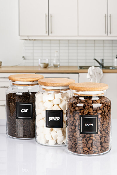 naturelove 3 عبوات من عبوات تخزين الطعام الخشبية سعة 1000 مل من الشاي والسكر ...