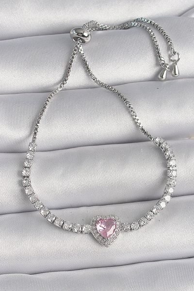 ForWhat Golden Brass Watercourse Zircon Heart Elevator Bracelet for Elegant Woman