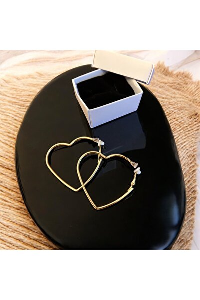 1PARÇAMAVİ Kalpli halka klipsli kadın küpesi - deliksiz