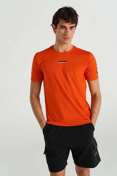 hummel Ανδρικό πορτοκαλί μπλουζάκι Lambert με στρογγυλή λαιμόκοψη