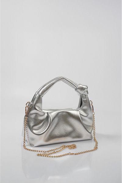 DENSİLA Women's Silver Mini Chain Hand and Shoulder Bag