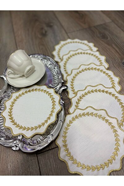 LUXURY Yumarluk Model 6Pcs Coffee Side Presentation Napkin with Gold and Silver Color Assorted