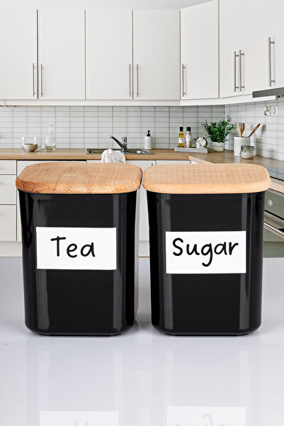 naturelove 2-Piece Wooden Vacuum Lid Square Acrylic Tea Sugar Food Storage Co...