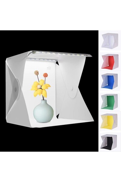 Skygo Katlanır Işıklı Fotoğraf Stüdyosu 40x40 cm 6 Renk Fonlu Ürün Çekimi