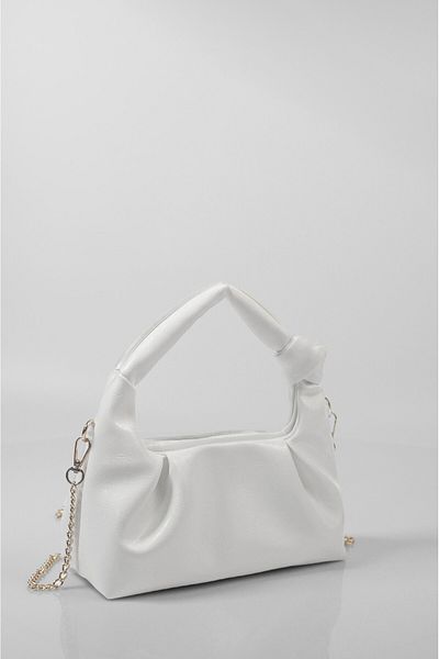 DENSİLA Women's White Mini Chain Hand and Shoulder Bag